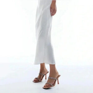 NWT Zara Rhinestone Strap Heeled Leather Sandals size 37 6.5 US